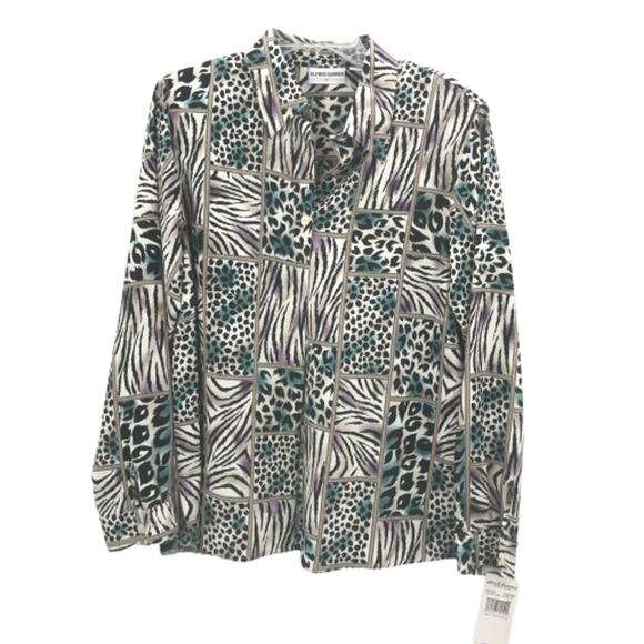 Alfred Dunner Long Sleeves animal print Shirt Top - Picture 1 of 7